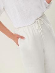 Long Tall Sally White Linen Blend Cropped Trousers - Image 4 of 4