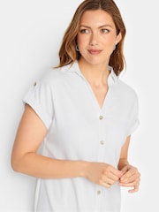Long Tall Sally White Linen Look Button Through Shirt Dress - Image 4 of 4
