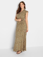 Long Tall Sally Brown Animal Print Frill Sleeve Maxi Dress - Image 1 of 4