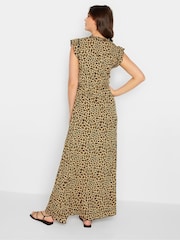 Long Tall Sally Brown Animal Print Frill Sleeve Maxi Dress - Image 2 of 4
