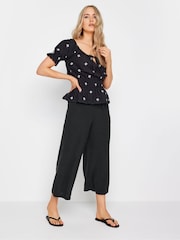 Long Tall Sally Black Linen Blend Cropped Trousers - Image 1 of 5