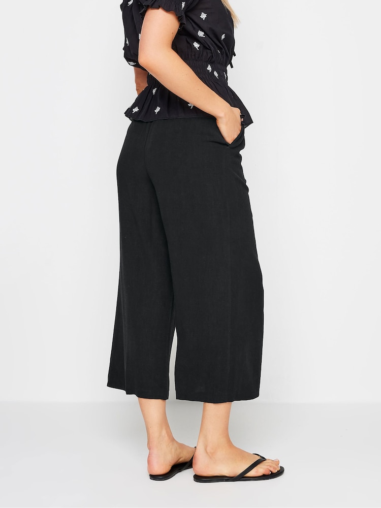 Long Tall Sally Black Linen Blend Cropped Trousers - Image 3 of 5
