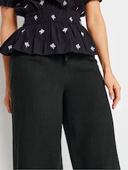 Long Tall Sally Black Linen Blend Cropped Trousers - Image 5 of 5