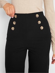 Long Tall Sally Black Button Detail Wide Leg Trousers - Image 3 of 3