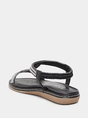 Yours Curve Black Extra Wide Fit Diamante Strap Sandals - Image 3 of 5