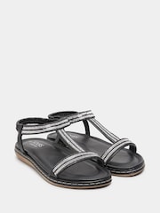 Yours Curve Black Extra Wide Fit Diamante Strap Sandals - Image 4 of 5