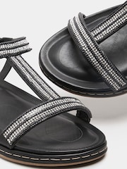 Yours Curve Black Extra Wide Fit Diamante Strap Sandals - Image 5 of 5