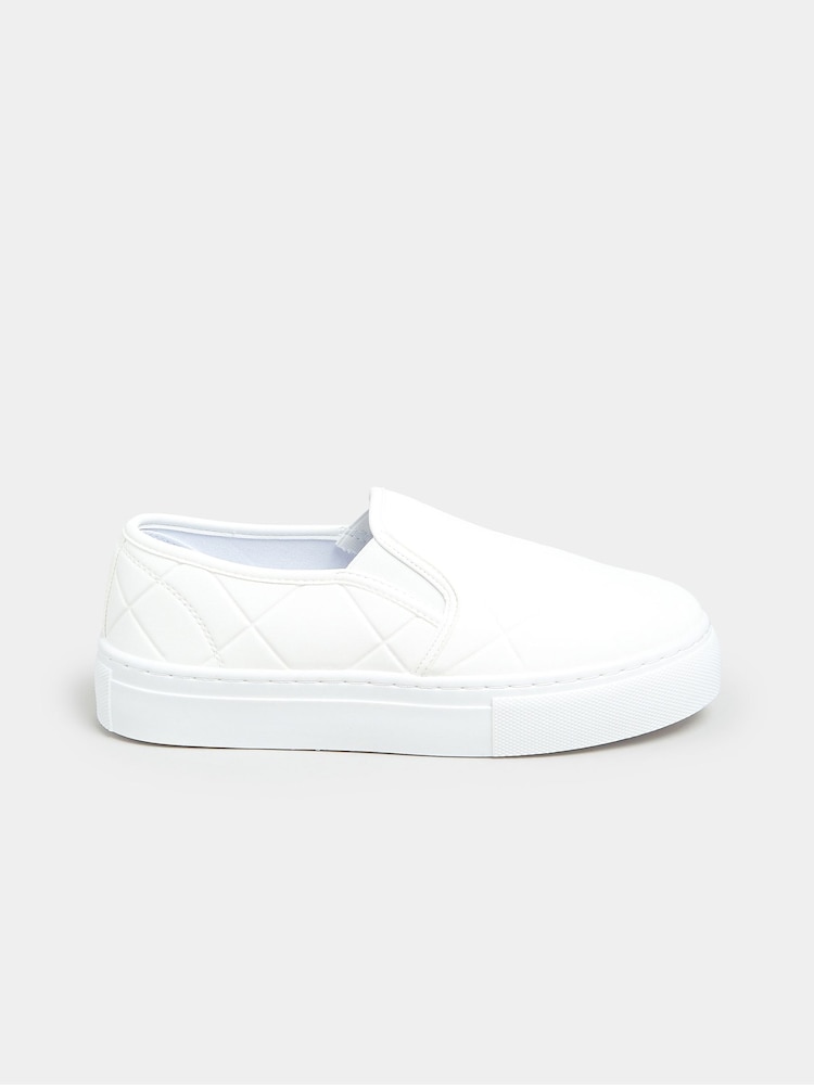 Yours Curve White Extra-Wide Fit Quilted Slip On Trainers - Image 3 of 5