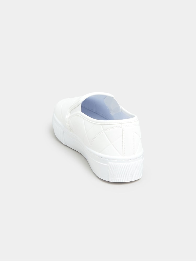 Yours Curve White Extra-Wide Fit Quilted Slip On Trainers - Image 4 of 5