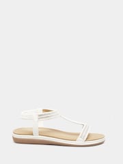 Yours Curve White Wide Fit Diamante Strap Sandals - Image 2 of 5