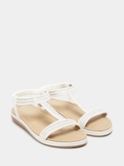 Yours Curve White Wide Fit Diamante Strap Sandals - Image 4 of 5