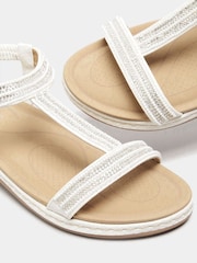 Yours Curve White Wide Fit Diamante Strap Sandals - Image 5 of 5