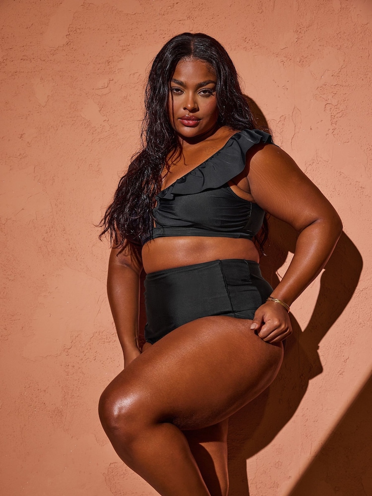 Yours Curve Black Super High Waisted Tummy Control Bikini Briefs - Image 2 of 3