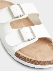 Yours Curve White Extra Wide Fit Buckle Strap Footbed Sandals - Image 5 of 5