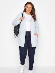 Yours Curve Blue Soft Touch Ribbed Zip Through Hoodie - Image 3 of 4