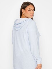 Yours Curve Blue Soft Touch Ribbed Zip Through Hoodie - Image 4 of 4