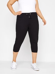 Yours Curve Black Cropped Stretch Joggers - Image 1 of 4