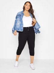 Yours Curve Black Cropped Stretch Joggers - Image 2 of 4