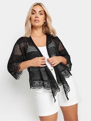 Yours Curve Black Lace Waterfall Shrug - Image 1 of 3