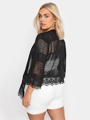 Yours Curve Black Lace Waterfall Shrug - Image 2 of 3