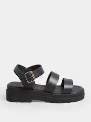 Yours Curve Black Extra Wide Fit Triple Strap Gladiator Sandals - Image 2 of 5
