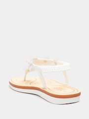 Yours Curve White PU Extra Wide Fit Diamante Flower Sandals - Image 10 of 11