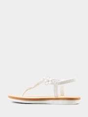 Yours Curve White PU Extra Wide Fit Diamante Flower Sandals - Image 11 of 11