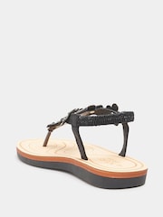Yours Curve Black Extra Wide Fit Diamante Flower Sandals - Image 4 of 5