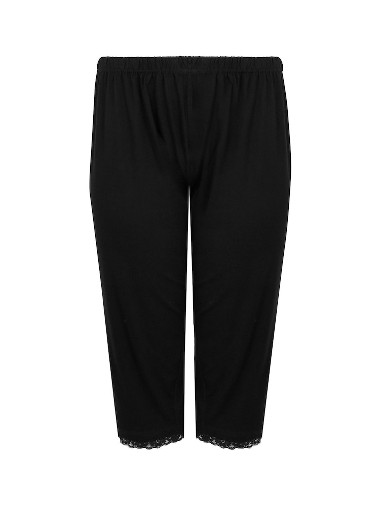 Yours Curve Lace Trim Cropped 100% Cotton Pyjamas - Bild 4 von 4