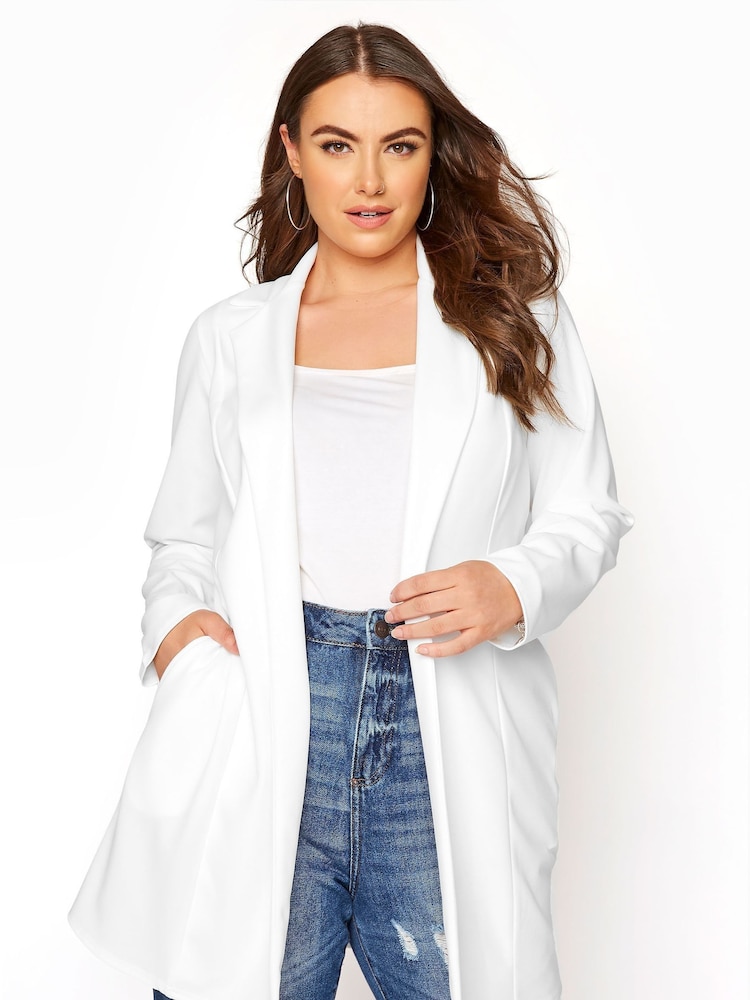 Yours Curve White Longline Blazer - Image 1 of 5