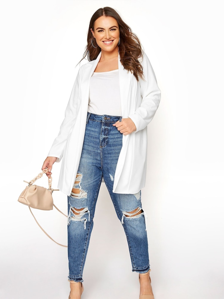 Yours Curve White Longline Blazer - Image 4 of 5