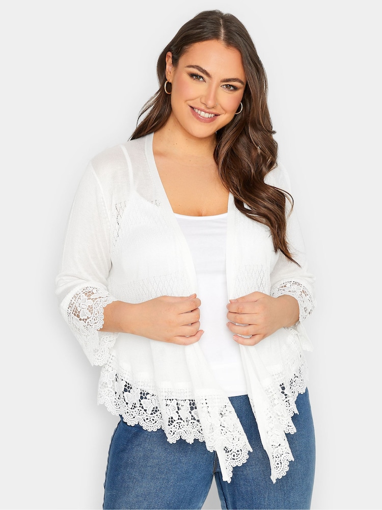 Yours Curve White Lace Waterfall Shrug - Image 1 of 4