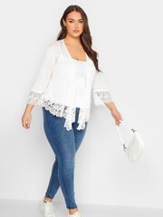 Yours Curve White Lace Waterfall Shrug - Image 4 of 4