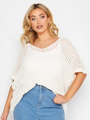Yours Curve Cream Crochet Boxy Cover-Up - Image 1 of 5