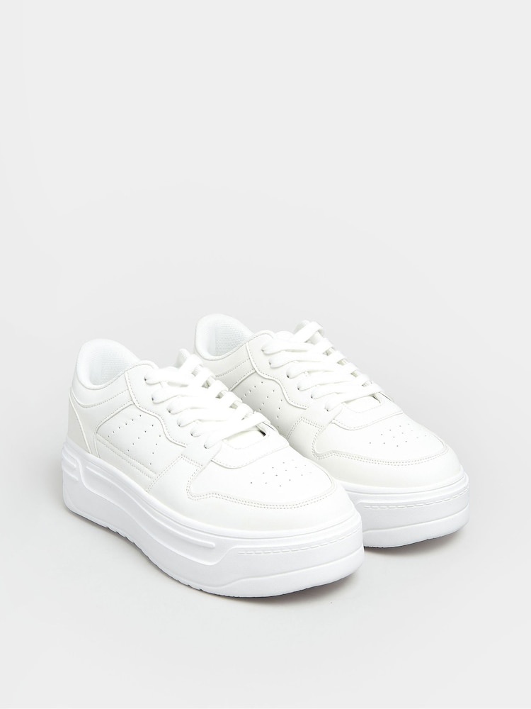 Yours Curve White Super Chunky Trainers In Extra Wide EEE Fit - Image 2 of 5