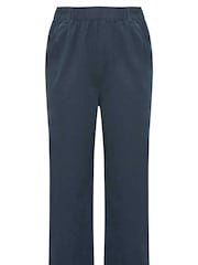 Yours Curve Blue Cool 100% Cotton Wide Leg Trousers - Image 5 of 5