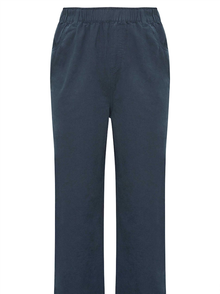 Yours Curve Blue Cool 100% Cotton Wide Leg Trousers - Image 5 of 5
