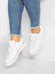 Yours Curve White Extra Wide Fit Hardware Scallop Trainers - Image 1 of 5