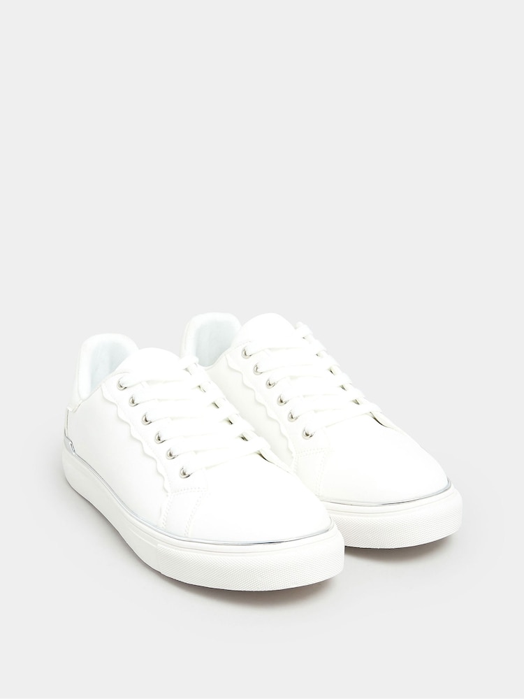 Yours Curve White Extra Wide Fit Hardware Scallop Trainers - Image 2 of 5