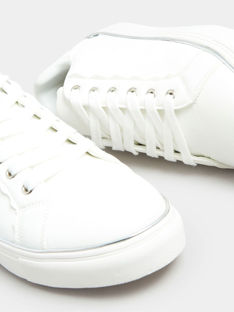 Yours Curve White Extra Wide Fit Hardware Scallop Trainers - Image 5 of 5