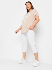 Yours Curve White Lace Stretched Cropped Leggings - Image 2 of 5