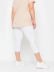 Yours Curve White Lace Stretched Cropped Leggings - Image 4 of 5