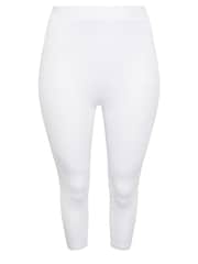 Yours Curve White Lace Stretched Cropped Leggings - Image 5 of 5