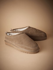 Taupe Brown Signature Suede Slippers - Image 1 of 5