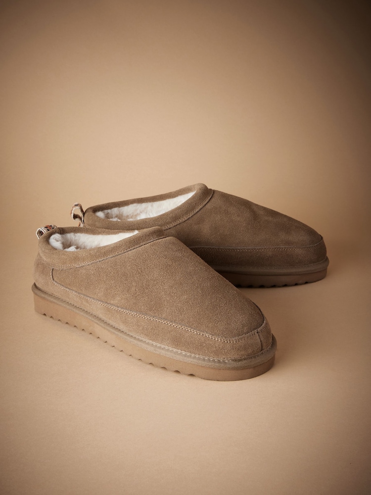 Taupe Brown Signature Suede Slippers - Image 1 of 5