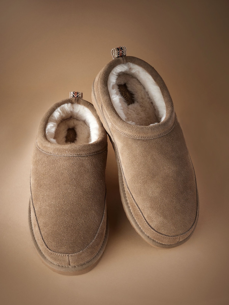 Taupe Brown Signature Suede Slippers - Image 2 of 5