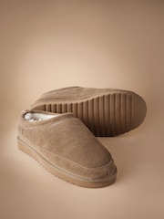 Taupe Brown Signature Suede Slippers - Image 4 of 5