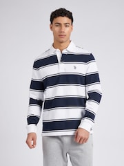 U.S. Polo Assn. Regular Fit Mens 100% Cotton Striped Rugby Shirt - صورة 1 من 8