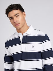U.S. Polo Assn. Regular Fit Mens 100% Cotton Striped Rugby Shirt - صورة 3 من 8