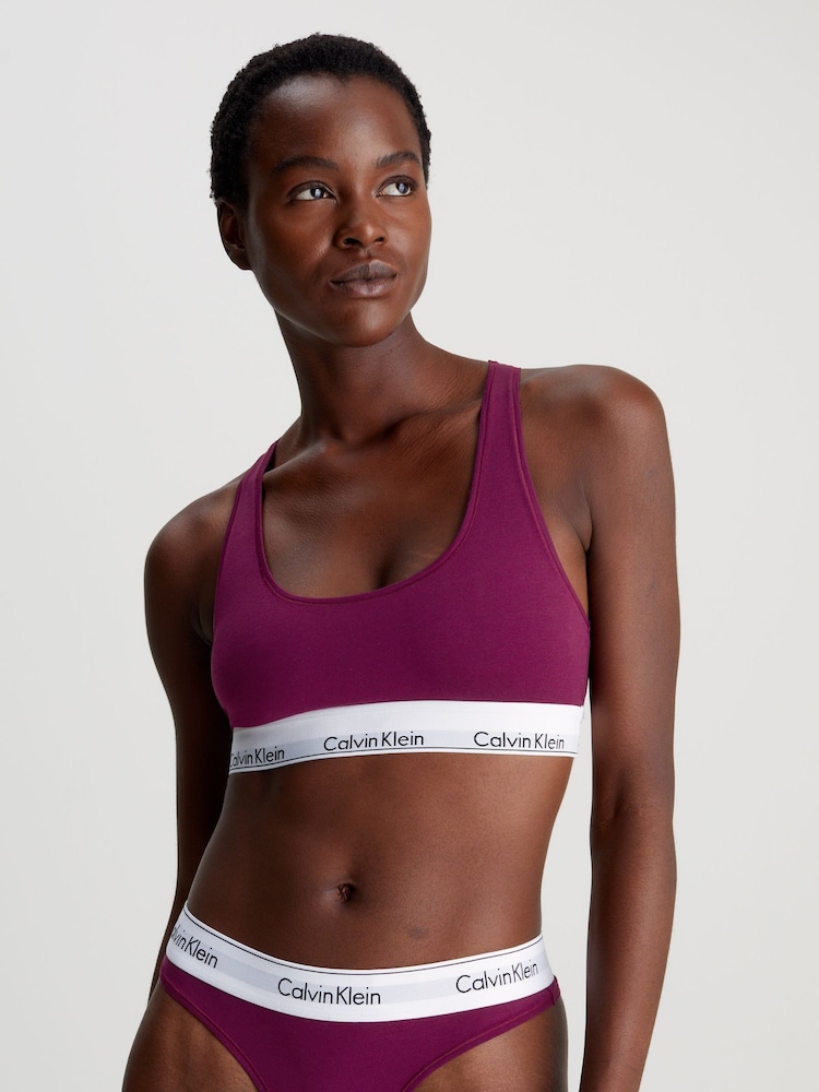Calvin Klein Purple Modern Cotton Logo Bralette - Image 1 of 4